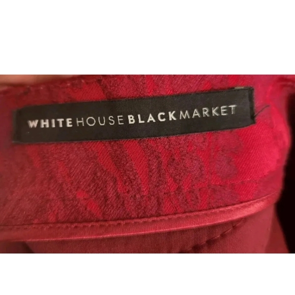 White House Black Market The Slim Ankle Pant Red Size 10 Stretch Paisley Print - Picture 9 of 11